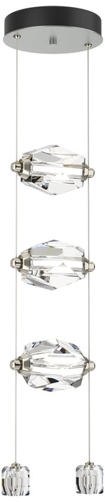 Gatsby 9.2" Wide 3-Light Crystal Vintage Platinum Standard LED Pendant