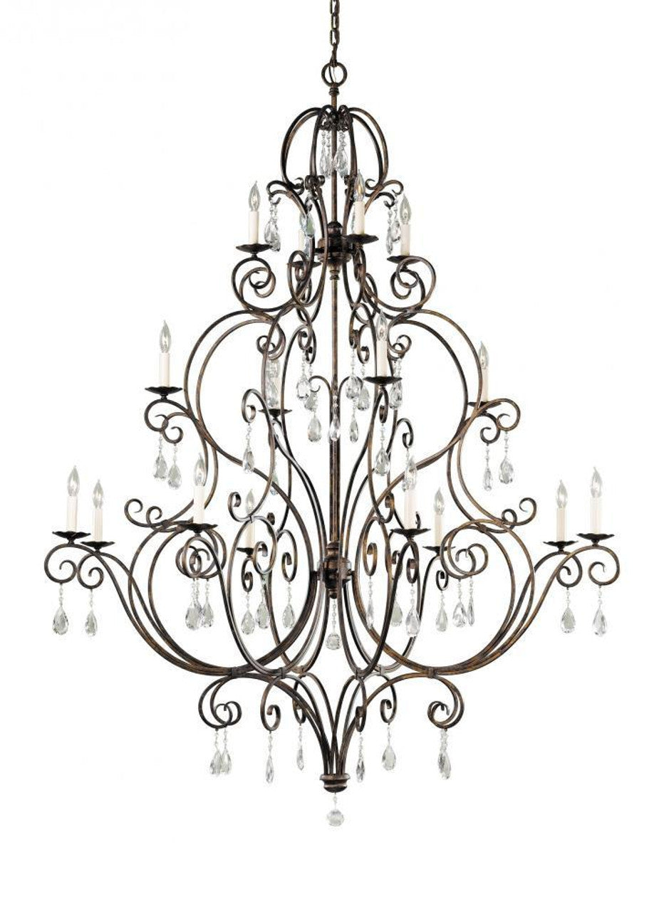 Mini Linger Chandelier, 9-Light, LED, Natural Brass, 96"L (700LNG9NB-LED930R 70PGJEM)