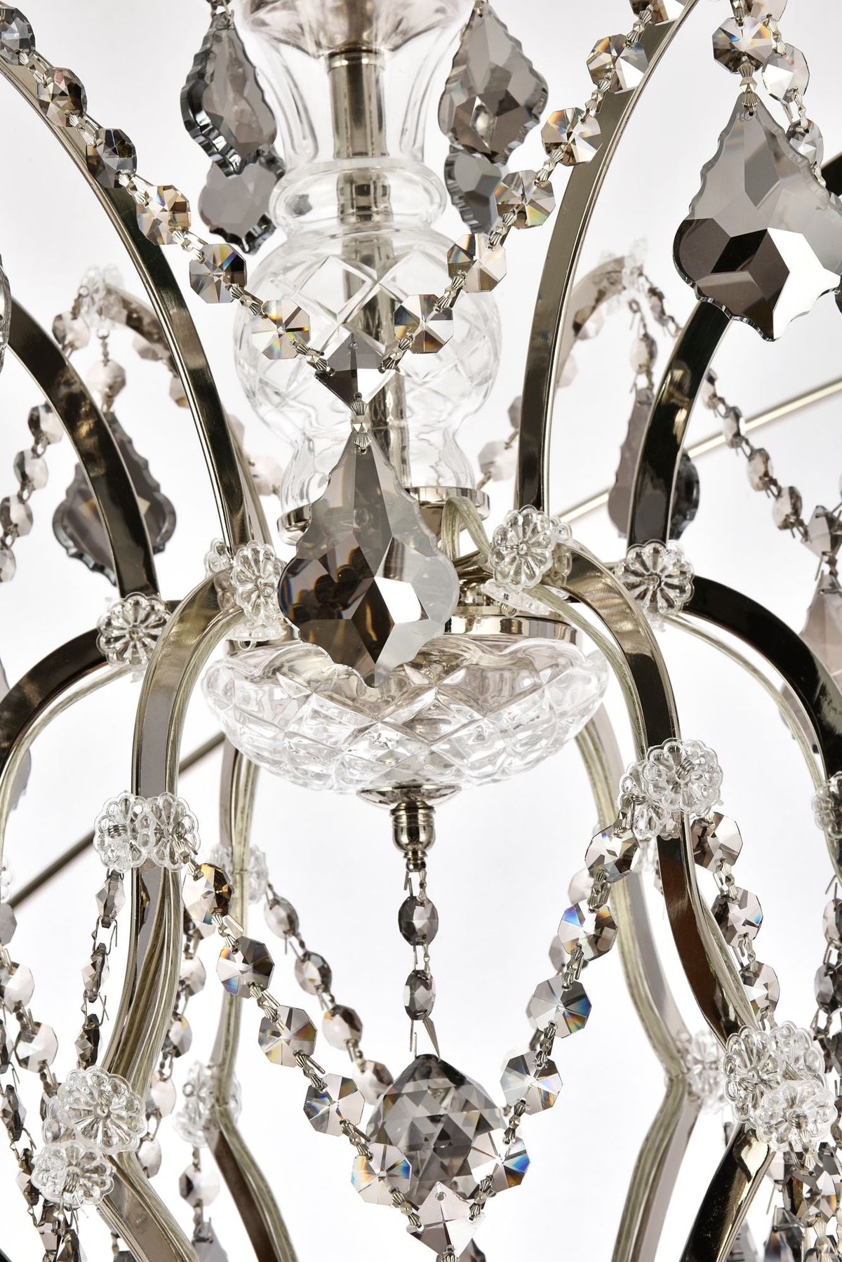 Geneva 25 Lt Polished Nickel Chandelier Silver Shade (Grey)