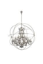 Geneva 25 Lt Polished Nickel Chandelier Silver Shade (Grey)