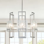 Geo 31.3" Wide 6-Light Sterling Pendant With Clear Glass Shade