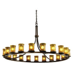 Justice Design - GLA-8716-16-AMBR-DBRZ - Veneto Luce Dakota - 21 Light Ring Chandelier with Cylinder/Rippled Rim Amber Venetian Glass