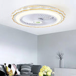 Goldish White Crown-Shaped Modern Bladeless Ceiling Fan with light and Remote