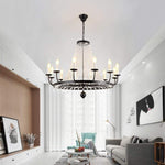 Empire Wagon Wheel Chandelier - 8/10/12 Candle Lights,20'' Adjustable Chain, Crystal Accents