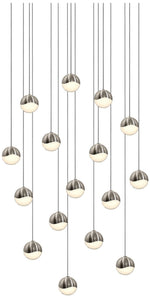 Grapes 22.5" Wide 16.Light Satin Nickel Small Square LED Pendant
