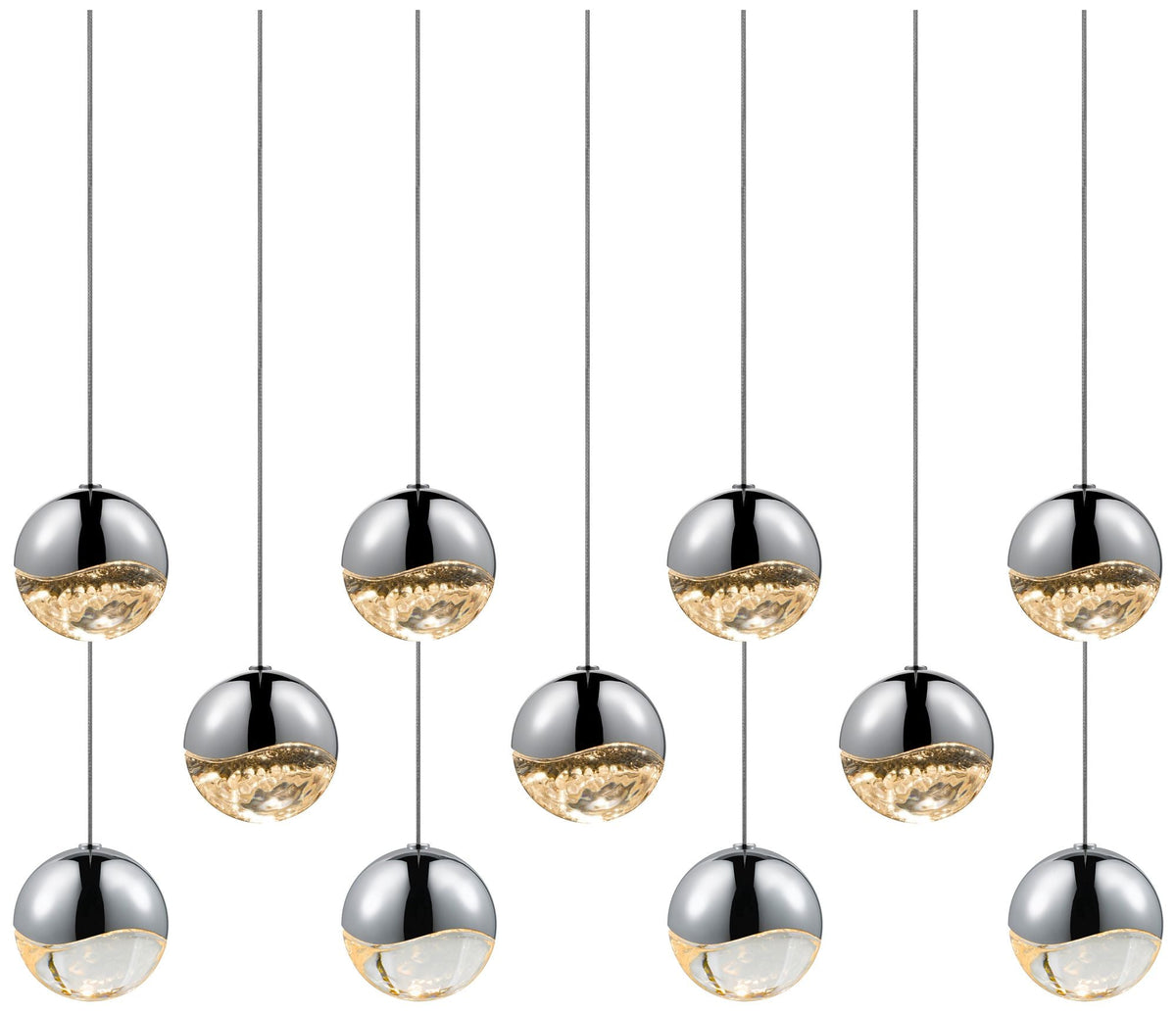 Grapes 37" Wide 11.Light Polished Chrome Medium Pendant