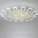 Flower Shaped Dimmable LED Crystal Modern Flush Mount Lighting Ceiling Light