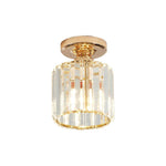 Modern Crystal Metal Industrial LED Flush Mount Ceiling Light for Hallway Entryway