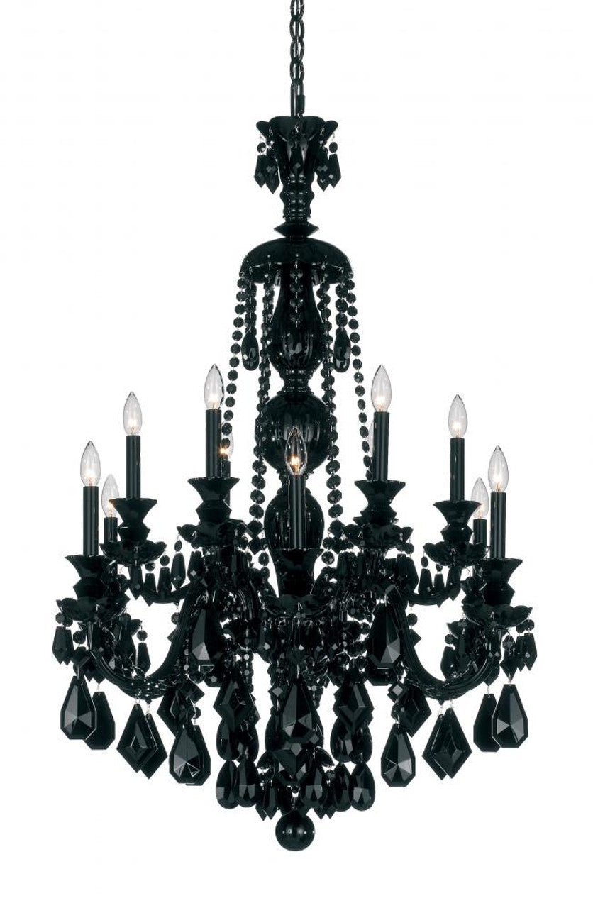 Hamilton Chandelier, 12-Light, Polished Silver, Clear Heritage Crystal, 30"W (5708CL YGPCA)