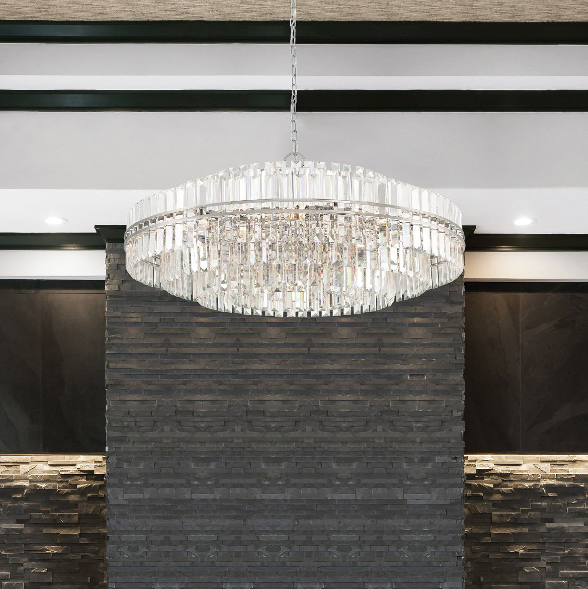 Hayes 40 1/2" Wide Polished Nickel and Crystal Chandelier