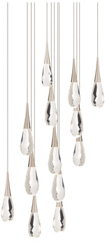 Hibiscus 13"H x 20"W 13-Lt Crystal Multi-Light Pendant in Polishe