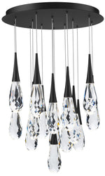 Hibiscus 13"H x 23"W 15-Light Crystal Multi-Light Pendant in Blac