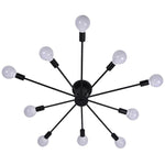 Metal Large Flush Mount Ceiling Light with 10 Sporadic Positioned LED Incandescent Lights