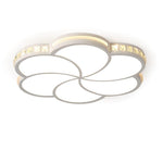 Flower Crystal Dimmable LED White Modern Flush Mount Lighting Ceiling Light