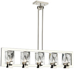 Horizon 5-Light 46 Inch Sleek Linear Polished Nickel Crystal Chandelier