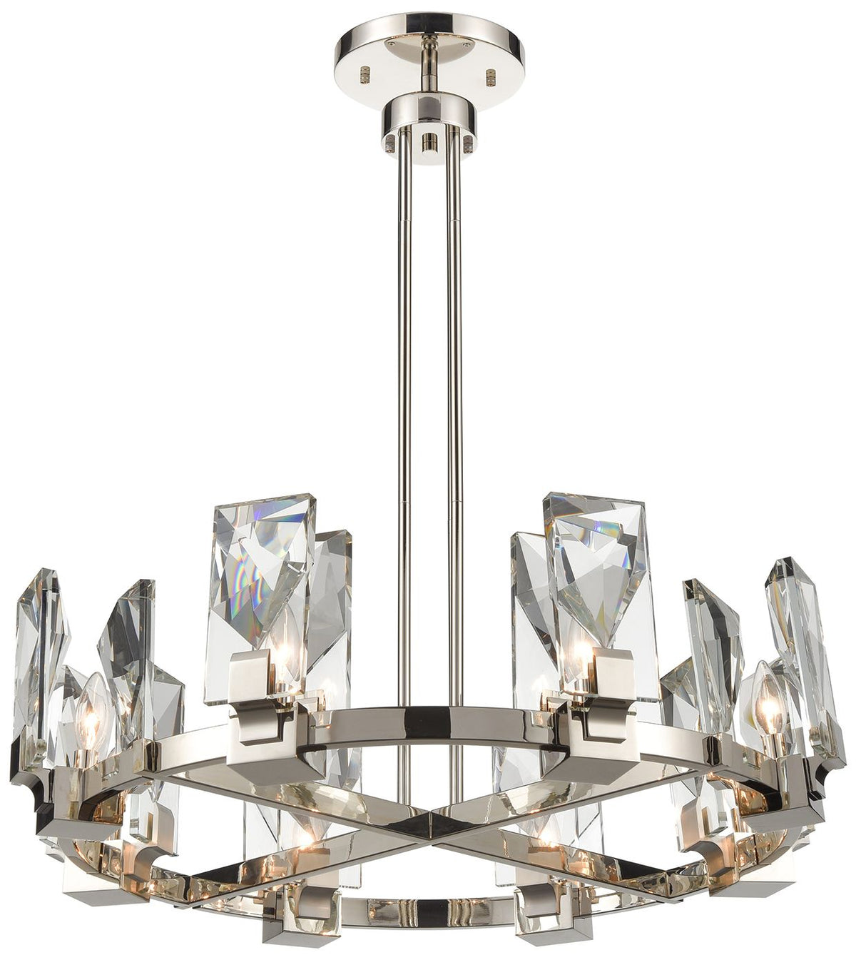 Horizon 8-Light 32 Inch Polished Nickel Wheel Styled Chandelier