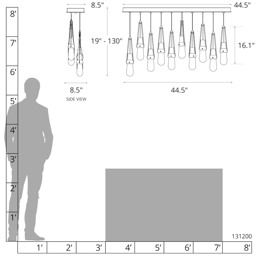 Link 10 Light 45" Wide Linear Pendant