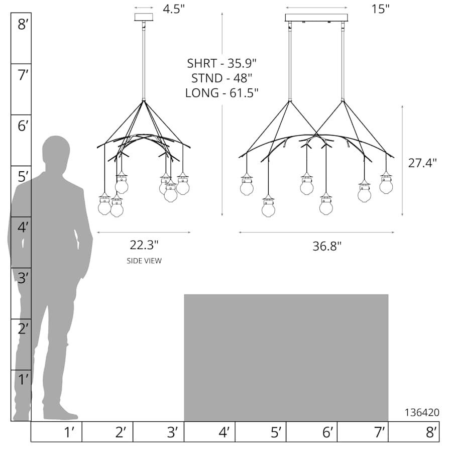 Kiwi 6 Light 37" Wide Suspension Linear Pendant
