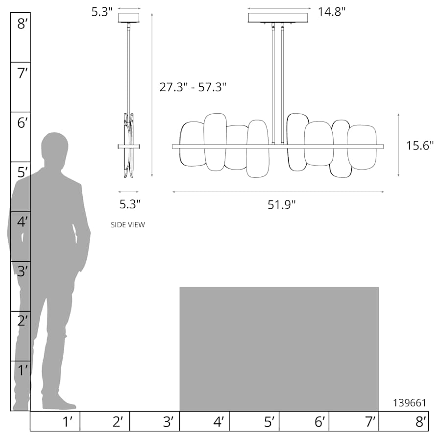 Vitre 52" Wide LED Linear Chandelier