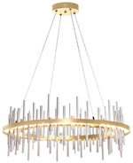 Hubbardton Forge Cityscape 38" Silver and Gold LED Ring Chandelier