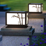 Square Bamboo Pattern Waterproof LED Modern Solar Lights Outdoor Pillar Lamp