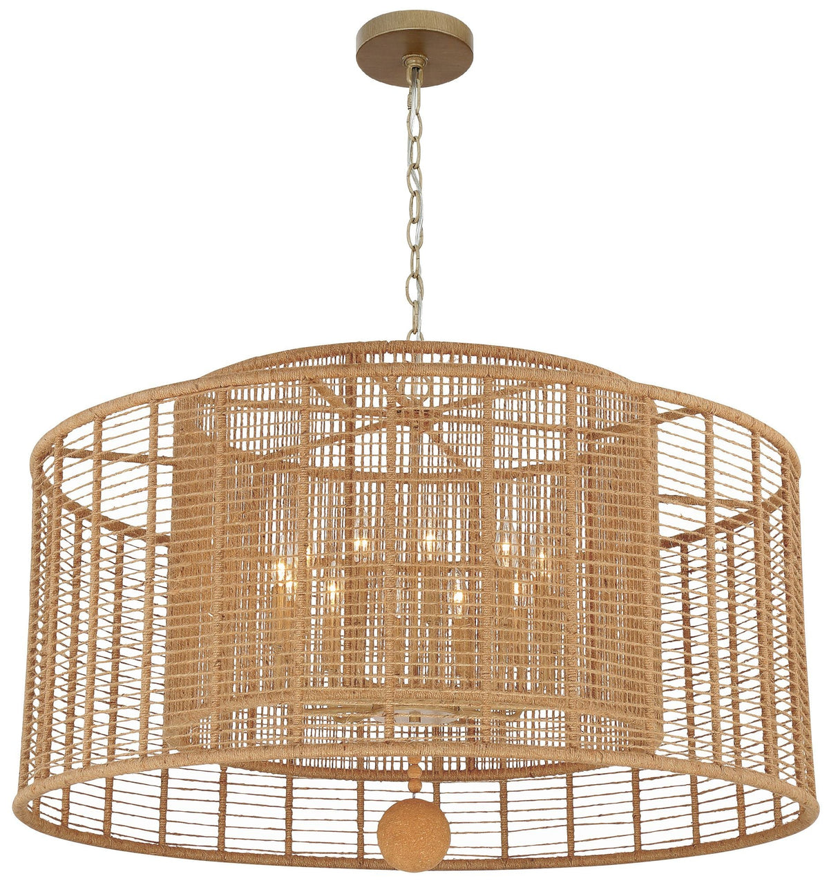 Jayna 42 3/4" Wide Silver Natural Jute 12-Light Modern Drum Chandelier