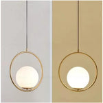 Electroplated Circle Glass Globe LED Nordic Pendant Lighting Hanging Lamp