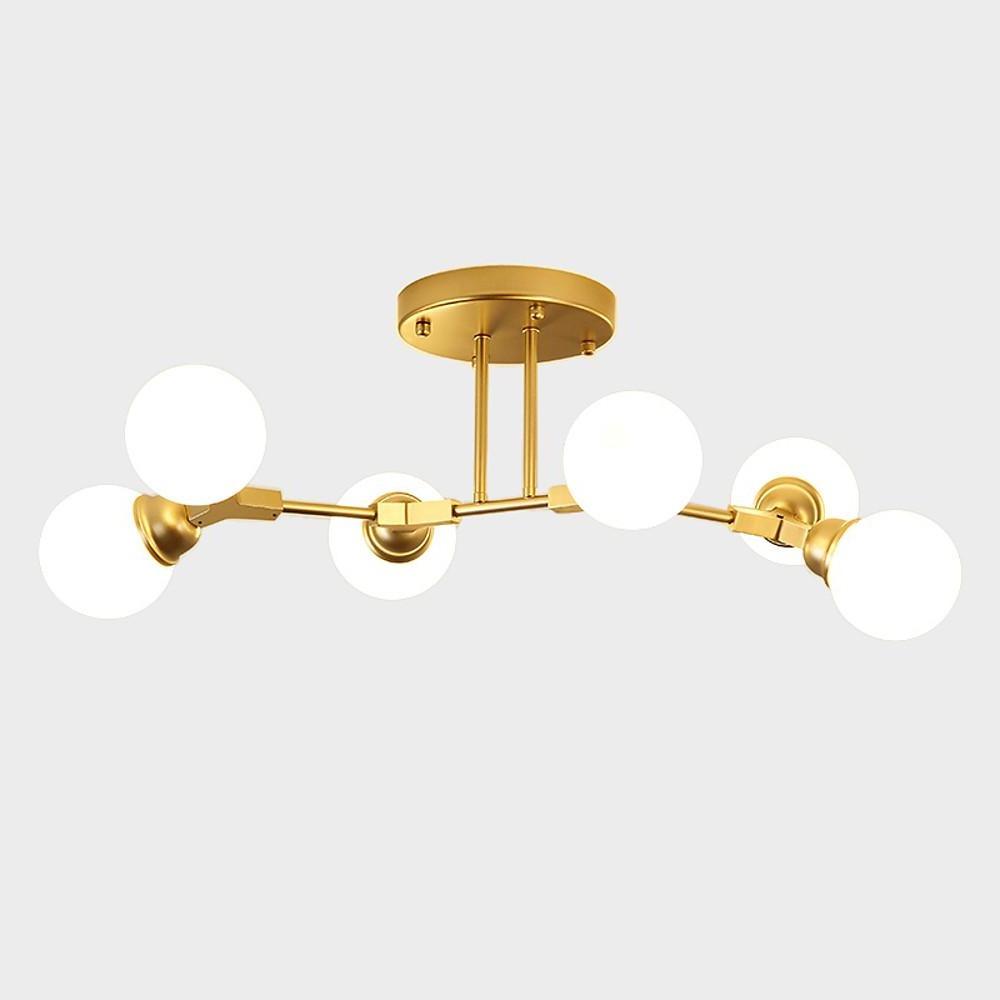 Linear Sputnik Semi-Flush Mount Light with 6 White Opal Glass Shades31'' Dia