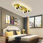 Cartoon Skateboard-shaped Dimmable LED Gold Modern Ceiling Lights