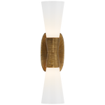 Utopia Small Double Bath Sconce in Gild with White Glass