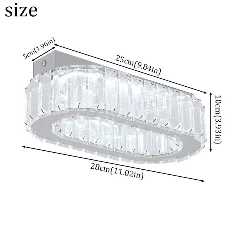 Modern Crystal Oval LED Ceiling Chandelier for Living Room, Dining Room, Bedroom