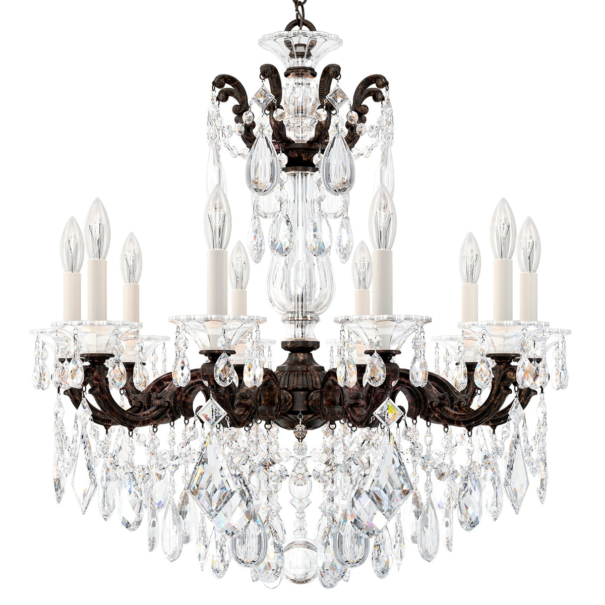 La Scala 29.5"H x 28"W 10-Light Crystal Chandelier in Heirloom Br