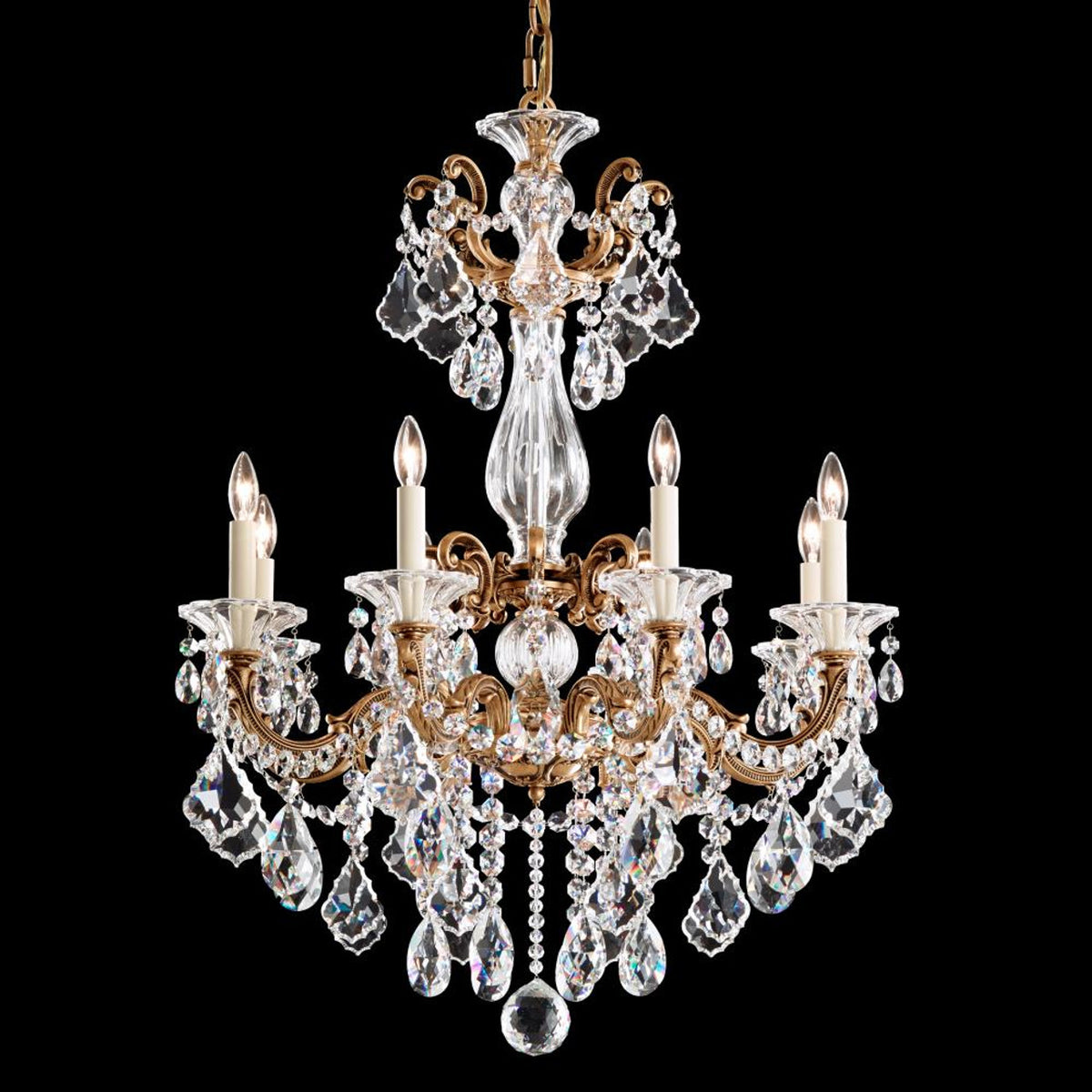 Renaissance Chandelier, 13-Light, Black, Clear Swarovski Crystal, 33"W (3790-51S 1HZTJP)