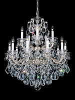 La Scala Chandelier, 15-Light, Antique Silver, Clear Swarovski Crystal, 28"W (5075-48S AYCJA)