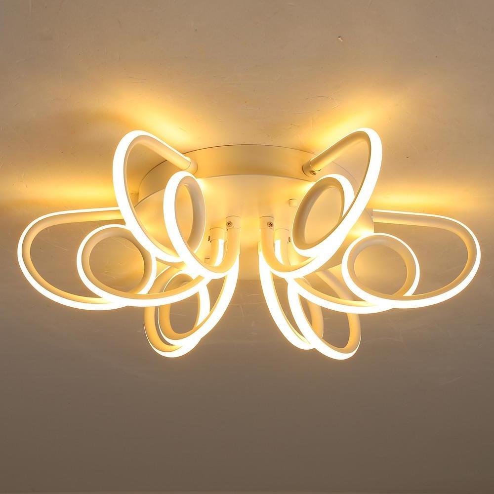 Modern Chrysanthemum Flower Shaped Metal Silica Gel Flush Mount Ceiling Light for Bedroom