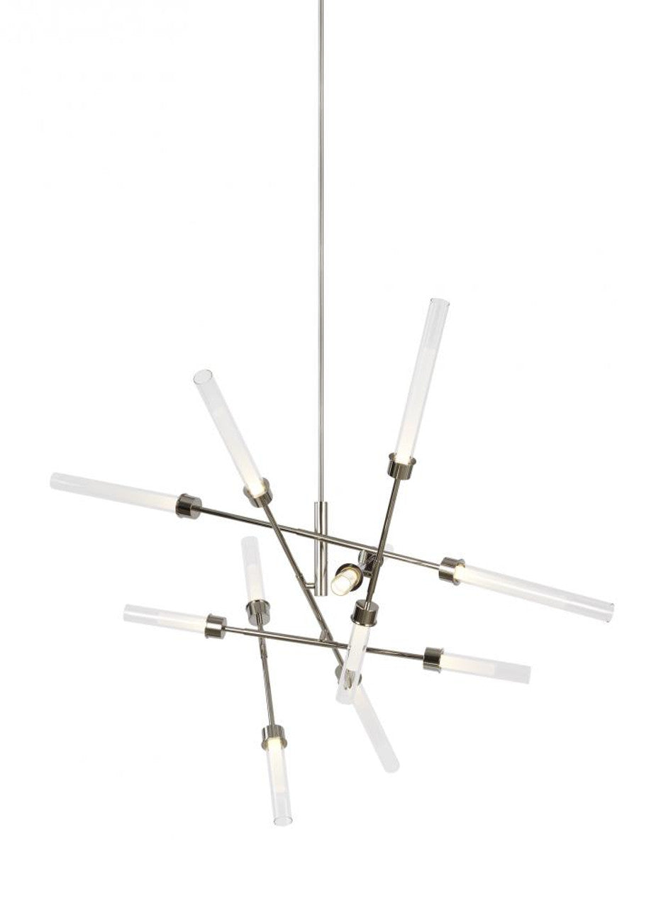 Linger Abstract Chandelier, 12-Light, LED, Natural Brass, Glass, 40.75"W (700LNG12ANB-LED930 70P9E4U)