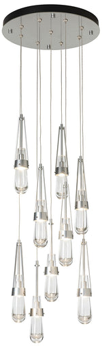 Link 20.5" 9-Light Round Sterling Long Pendant with Clear Glass
