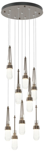 Link 9-Light Blown Round Pendant - Bronze - Clear Bubble