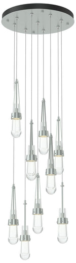 Link 9-Light Clear Round Pendant - Platinum - Clear