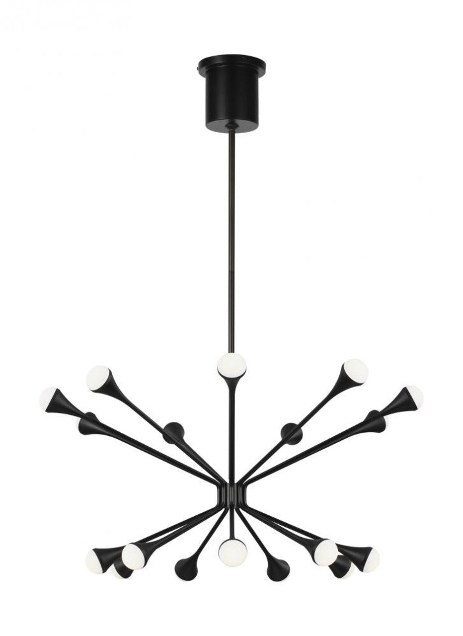 Lody Chandelier, 18-Light, 2-Tier, LED, Matte Black, Acrylic, 32"W (700LDY18B-LED930 70P9E58)