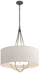 Loop Pendant - Dark Smoke - Modern Brass - Flax Shade