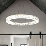 LumenAria Medley 42" Wide Alabaster Rocks LED Ring Pendant