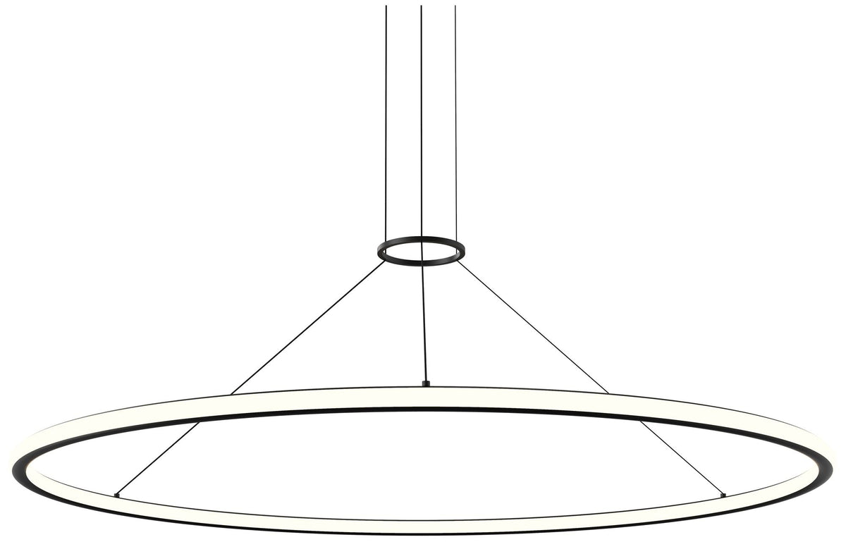 Luna 60" Round LED Pendant w/ 20' Cord (3500K) - Satin Black