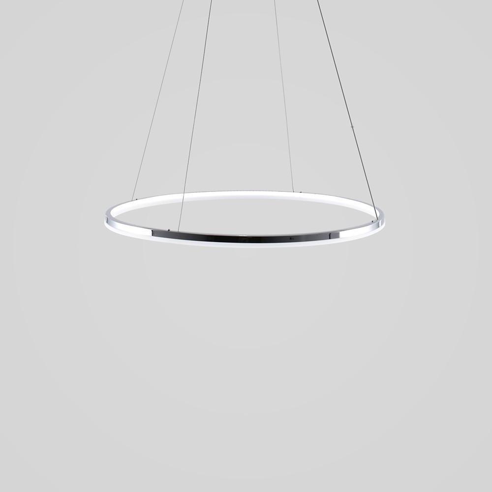 LED Circular Sturdy Modernistic Brushed Nickel Pendant Light With Remote Controller