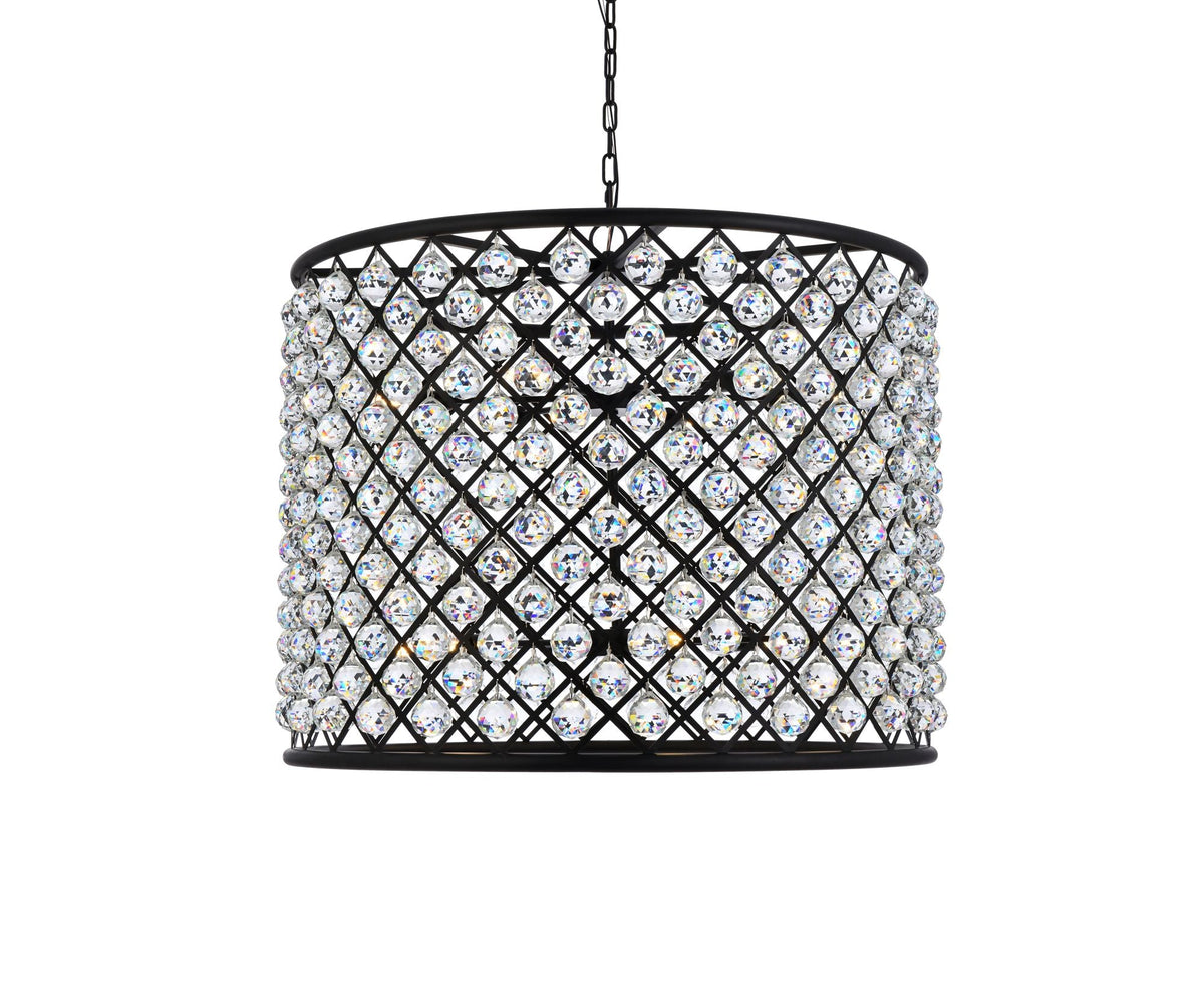 Madison 12 Lt Matte Black Chandelier Clear