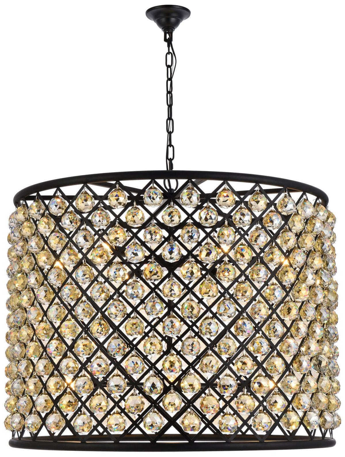 Madison 12 Lt Matte Black Chandelier Golden Teak