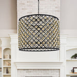 Madison 12 Lt Matte Black Chandelier Golden Teak