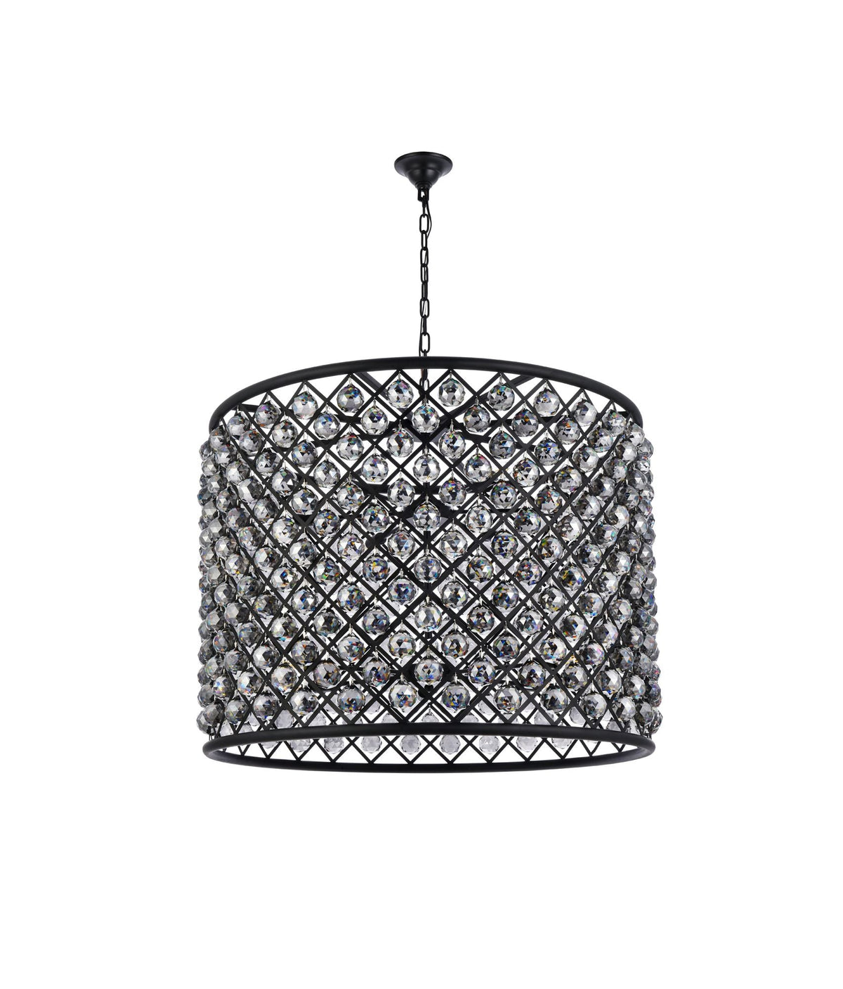 Madison 12 Lt Matte Black Chandelier Silver Shade (Grey)