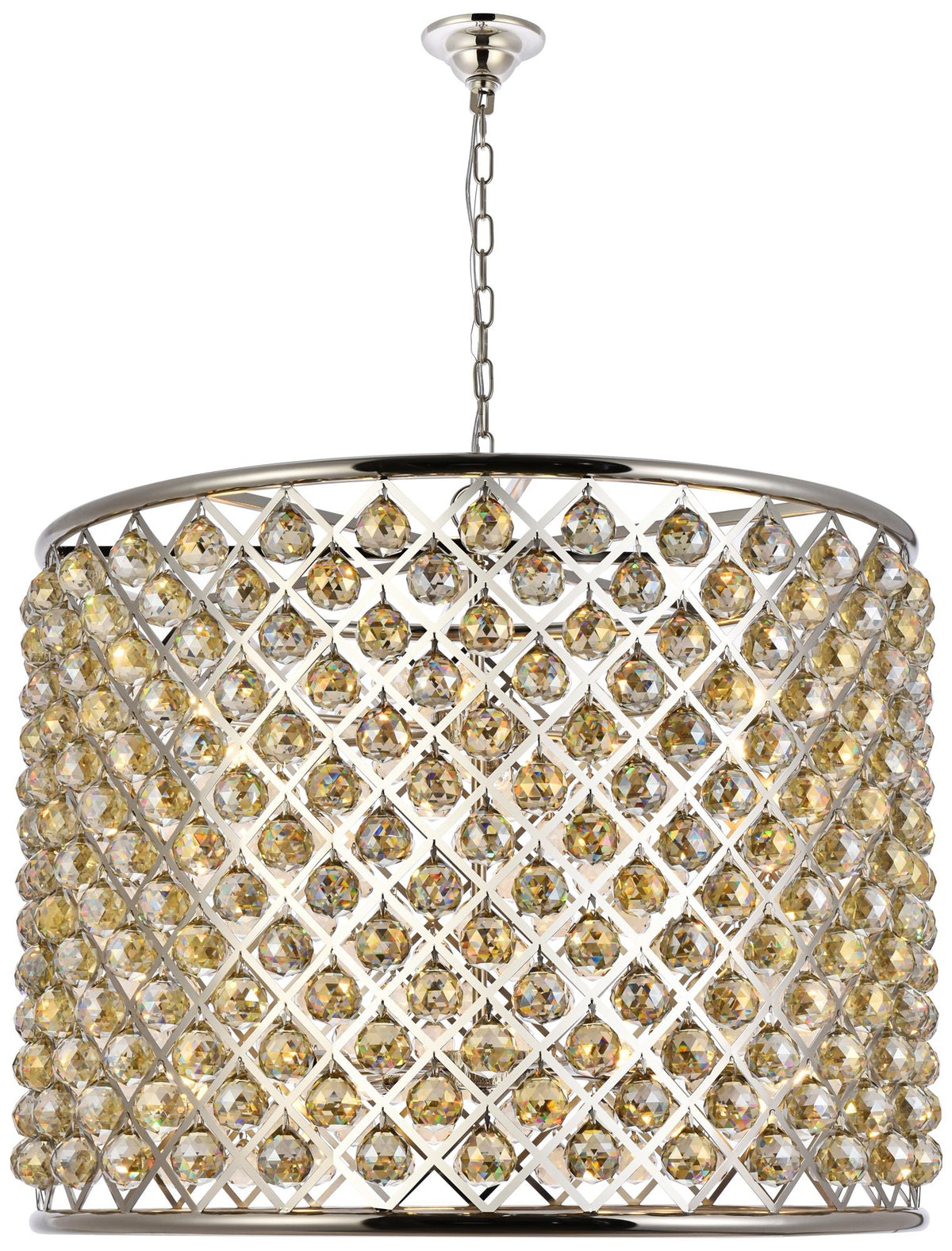 Madison 12 Lt Polished Nickel Chandelier Golden Teak
