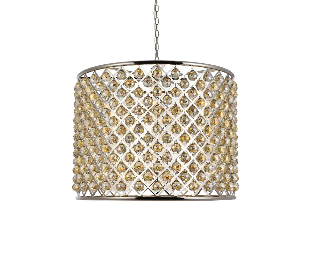 Madison 12 Lt Polished Nickel Chandelier Golden Teak
